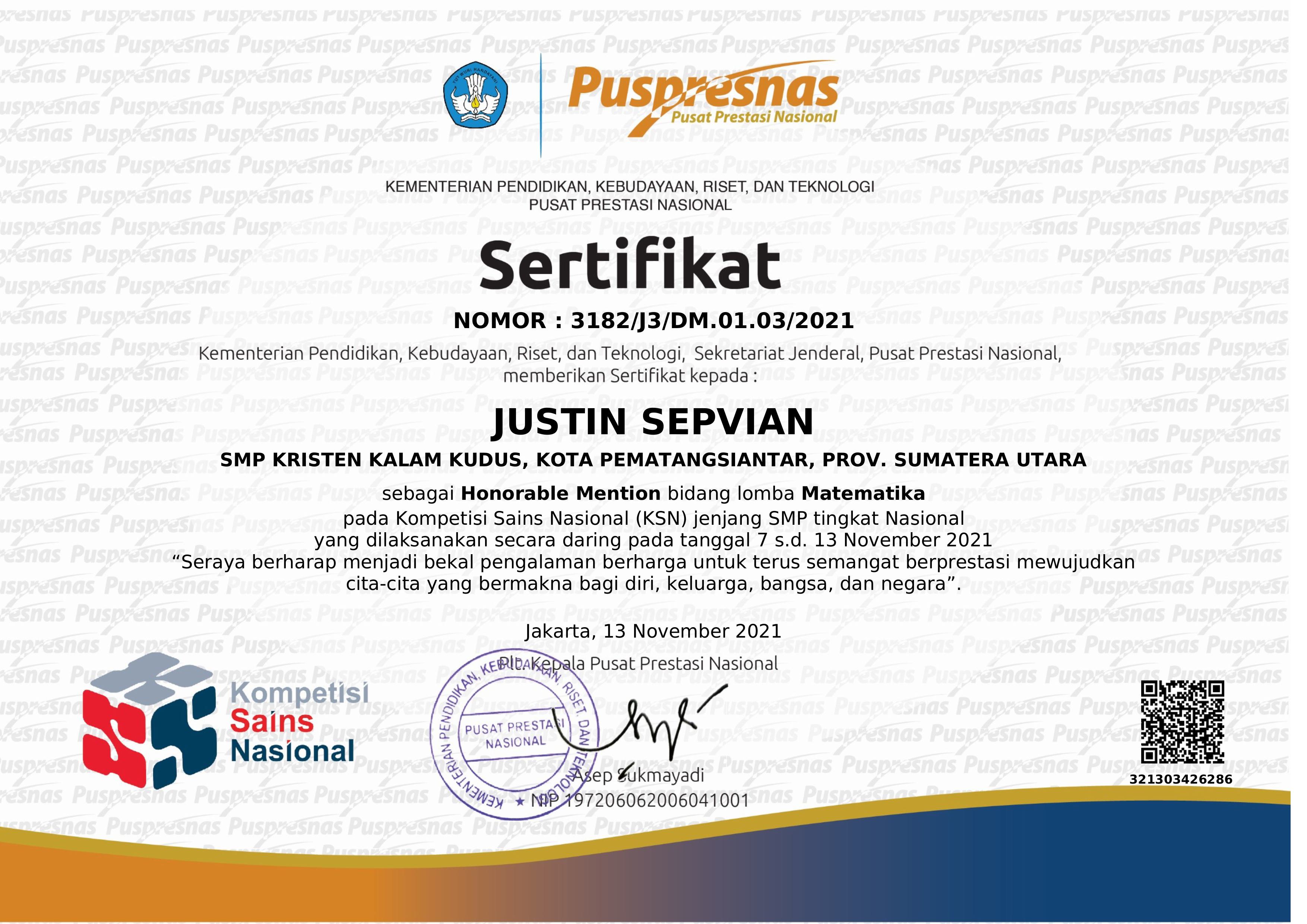 Honorable Mention - KSN Matematika SMP